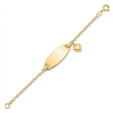 RCJ - 14k Yellow Gold Heart Accented Children's Cable Chain ID Bracelet - Gold - View 2