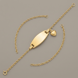 RCJ - 14k Yellow Gold Heart Accented Children's Cable Chain ID Bracelet - Gold - View 4