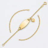 RCJ - 14k Yellow Gold Heart Accented Children's Cable Chain ID Bracelet - Gold - View 3