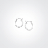 RCJ - Sterling Silver Rhodium Plated Thin and Small Polished Hoop Earrings (10mm) - One Size - Silver - View 2