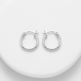 RCJ - Sterling Silver Rhodium Plated Thin and Small Polished Hoop Earrings (10mm) - One Size - Silver - View 3