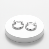 RCJ - Sterling Silver Rhodium Plated Thin and Small Polished Hoop Earrings (10mm) - One Size - Silver - View 4