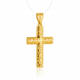 RCJ - 14k Yellow Gold Reversible Textured Cross Pendant - One Size - Gold - View 3