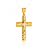 RCJ - 14k Yellow Gold Reversible Textured Cross Pendant - One Size - Gold - View 4