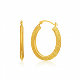RCJ - 10k Yellow Gold Oval Line Texture Hoop Earrings - One Size - Gold - View 3