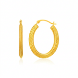 RCJ - 10k Yellow Gold Oval Line Texture Hoop Earrings - One Size - Gold - View 4