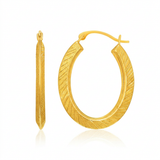 RCJ - 10k Yellow Gold Oval Line Texture Hoop Earrings - One Size - Gold - View 2