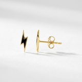 RCJ - 14k Yellow Gold and Enamel Black Lightning Bolt Stud Earrings - One Size - Gold - View 2