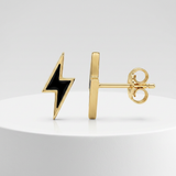 RCJ - 14k Yellow Gold and Enamel Black Lightning Bolt Stud Earrings - One Size - Gold - View 3
