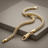 RCJ - Two-Toned Fine Wheat Chain Bracelet in 10k Yellow and White Gold - 7.25 - Gold - View 2