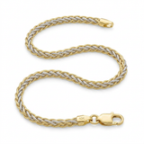 RCJ - Two-Toned Fine Wheat Chain Bracelet in 10k Yellow and White Gold - 7.25 - Gold - View 4