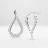 RCJ - 10k White Gold Twisted Freeform Hoop Earrings - One Size - Silver - View 3
