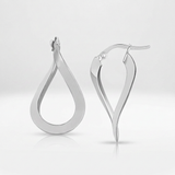 RCJ - 10k White Gold Twisted Freeform Hoop Earrings - One Size - Silver - View 4