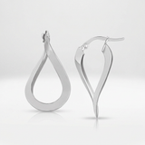 RCJ - 10k White Gold Twisted Freeform Hoop Earrings - One Size - Silver - View 2