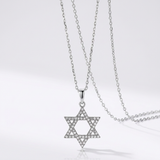RCJ - Sterling Silver Star of David Necklace with Cubic Zirconias - 18 - Silver - View 2