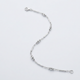 RCJ - Sterling Silver Anklet with Polished Bars and Beads - 10 - Silver - View 2