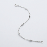RCJ - Sterling Silver Anklet with Polished Bars and Beads - 10 - Silver - View 4