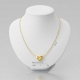 RCJ - 14k Yellow Gold Chain Necklace with Sliding Puffed Heart Charm - 18 - Gold - View 2