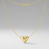 RCJ - 14k Yellow Gold Chain Necklace with Sliding Puffed Heart Charm - 18 - Gold - View 3
