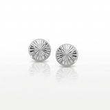 14k White Gold Textured Flat Style Stud Earrings — One Size / Silver — view 1