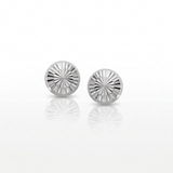 14k White Gold Textured Flat Style Stud Earrings — One Size / Silver — view 2
