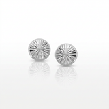 RCJ - 14k White Gold Textured Flat Style Stud Earrings - One Size - Silver - View 2