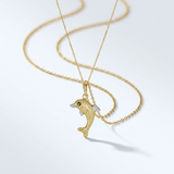 RCJ - 14k Two-Toned Yellow and White Gold Reversible Dolphin Pendant - 18 - Gold - View 2