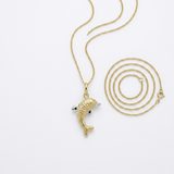 RCJ - 14k Two-Toned Yellow and White Gold Reversible Dolphin Pendant - 18 - Gold - View 3