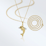 RCJ - 14k Two-Toned Yellow and White Gold Reversible Dolphin Pendant - 18 - Gold - View 4