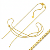 RCJ - Sterling Silver Yellow Finish 1.4mm Adjustable Box Chain - 22 - Gold - View 3