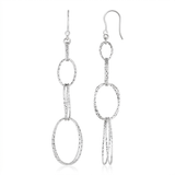 RCJ - Sterling Silver Textured Interlocking Oval Dangle Earrings - One Size - Silver - View 2