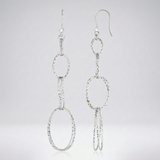RCJ - Sterling Silver Textured Interlocking Oval Dangle Earrings - One Size - Silver - View 4