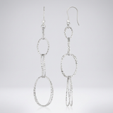 RCJ - Sterling Silver Textured Interlocking Oval Dangle Earrings - One Size - Silver - View 3