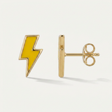 RCJ - 14k Yellow Gold and Enamel Yellow Lightning Bolt Stud Earrings - One Size - Gold - View 4
