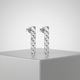 RCJ - 14k White Gold Textured Bar Earrings - One Size - Silver - View 3