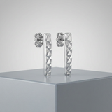 RCJ - 14k White Gold Textured Bar Earrings - One Size - Silver - View 4