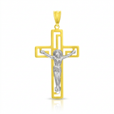 RCJ - 14k Two-Tone Gold Cross with Figure Pendant - One Size - Gold - View 2