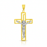 RCJ - 14k Two-Tone Gold Cross with Figure Pendant - One Size - Gold - View 3