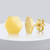 RCJ - 14k Yellow Gold Hexagon Stud Earrings - One Size - Gold - View 2