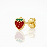 RCJ - 14k Yellow Gold Enameled Strawberry Childrens Earrings - One Size - Gold - View 2