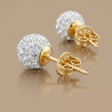 RCJ - 14k Yellow Gold Stud White Crystal Ball Earrings - One Size - Silver - View 3