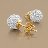 RCJ - 14k Yellow Gold Stud White Crystal Ball Earrings - One Size - Silver - View 4