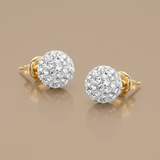 RCJ - 14k Yellow Gold Stud White Crystal Ball Earrings - One Size - Silver - View 2