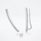 RCJ - 14k White Gold Curved Tube Polished Earrings - One Size - Silver - View 4