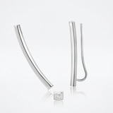 RCJ - 14k White Gold Curved Tube Polished Earrings - One Size - Silver - View 3