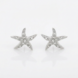 RCJ - Sterling Silver Starfish Earrings with Cubic Zirconias - One Size - Silver - View 3