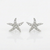 RCJ - Sterling Silver Starfish Earrings with Cubic Zirconias - One Size - Silver - View 4