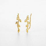 RCJ - Leafy Branch Motif Climber Earrings in 14k Yellow Gold - One Size - Gold - View 2