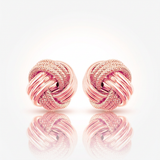 RCJ - 14k Rose Gold Love Knot with Ridge Texture Earrings - One Size - Bright Pink - View 2