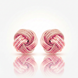 RCJ - 14k Rose Gold Love Knot with Ridge Texture Earrings - One Size - Bright Pink - View 3